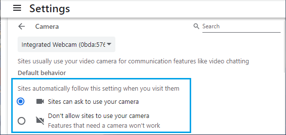Allow Websites to Access Camera in Google Chrome