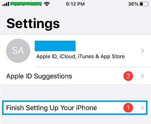 Finish Setting Up Your iPhone Prompt