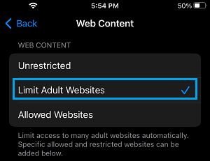 Limit Adult Websites on iPhone