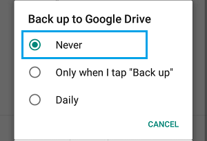 Disable WhatsApp Backup to Google Drive
