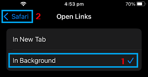 Open Links In Background Option in Safari Browser on iPhone