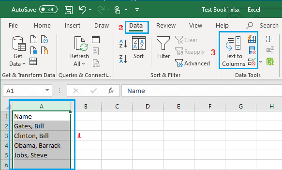 Separate First, Last Names and Remove Comma Using Text to Columns Wizard