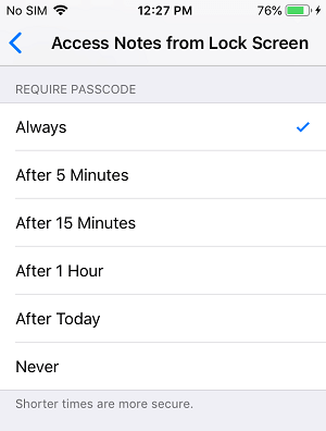 Require Passcode to Access Notes From iPhone Lock Screen