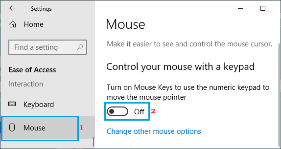 enable numeric keypad windows 10