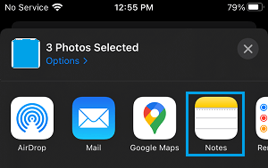 Add Photos to Notes Option on iPhone