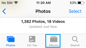 Albums Tab in iPhone Photos App