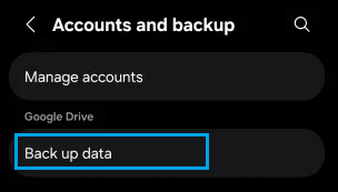 Backup to Google Drive Option on Samsung Galaxy Phone