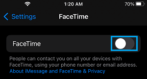 Switch OFF FaceTime on iPhone