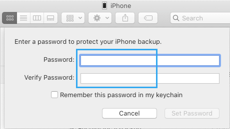 Setup Encrypted iPhone Backup Password on Mac