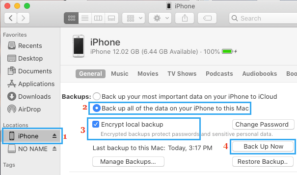 Make Encrypted iPhone Backup on Mac