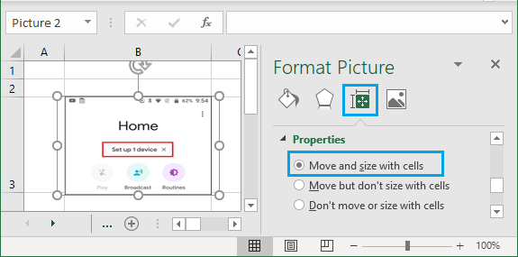 Make Picture Move and Size With Cells in Excel