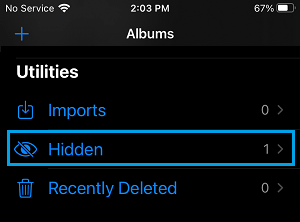 Open Hidden Photos Folder on iPhone