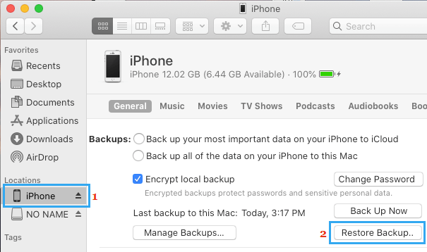 Stellen Sie Das Iphone Aus Dem Backup Auf Dem Mac Wieder Her