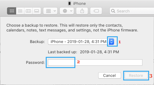 Enter Encrypted Backup Password