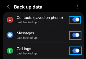 Select Messages and other Data to Backup to Google Drive