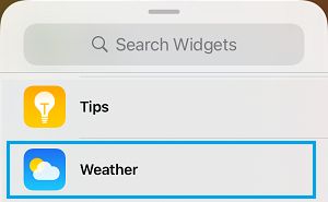 Select Weather Widget on iPhone