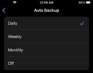 Select WhatsApp Auto Backup Period on iPhone