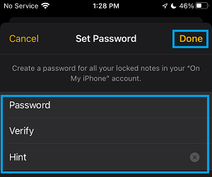 Set Note Password on iPhone