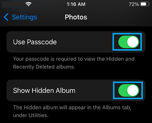 Use Passcode to View Hidden Photos on iPhone