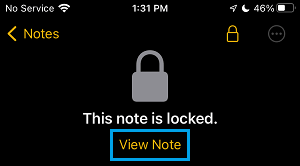 View Locked Note on iPhone