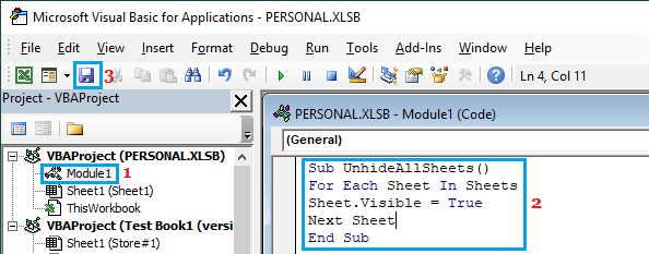 Macro Code to Unhide All Worksheets in Excel