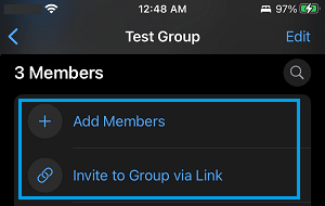 Add Members Option in WhatsApp