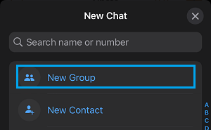 Create New Group Option in WhatsApp