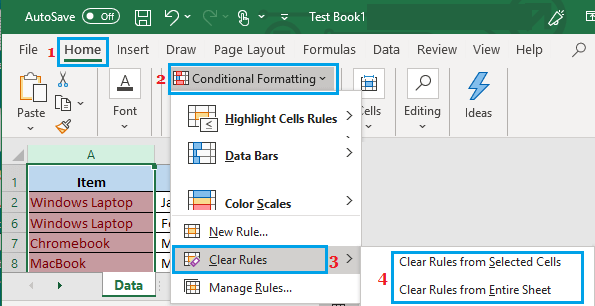 Clear Formatting From Duplicate Values in Excel