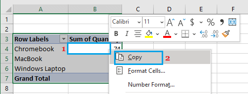 Copy Pivot Table Data