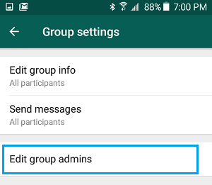 Edit Group Admins Option in WhatsApp