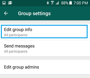 Edit Group Info Option in WhatsApp