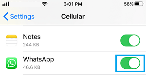 Enable Cellular Data For WhatsApp on iPhone