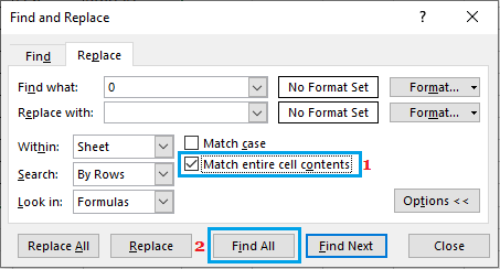 Find All Zeros in Excel