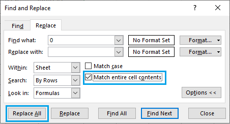 Replace All Zeros in Excel With Blank