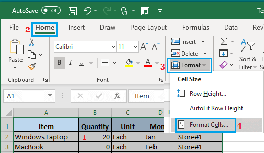 Format Cells Option in Excel