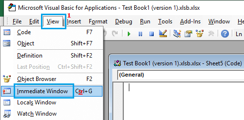 Open Immediate Windows in VB Editor