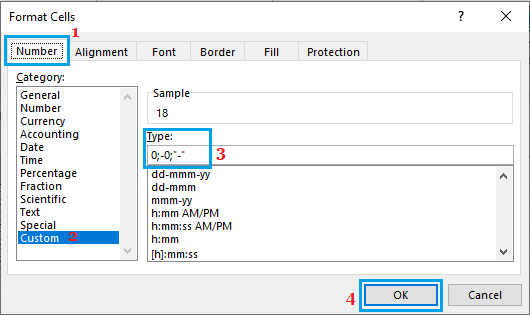 Replace Zeros with Dash in Excel