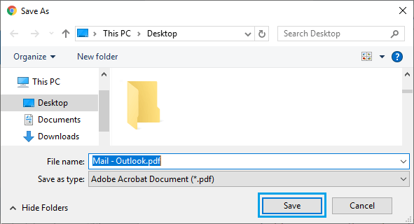 Save Email PDF to Computer in Outlook