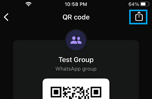 Share QR Code Option in WhatsApp