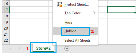 Unhide Sheets in Excel