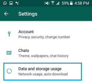 WhatsApp Data and Storage Usage Settings