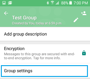 WhatsApp Group Settings Option