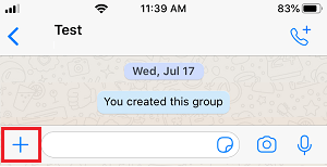 Plus Icon in WhatsApp