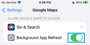 Enable Background App Refresh for Google Maps on iPhone