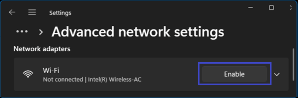 Enable Wi-Fi Adapter On Windows PC