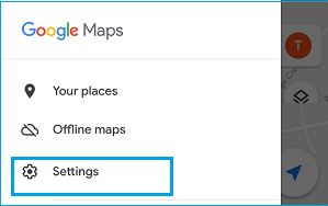 Opción de configuración en Google Maps en iPhone