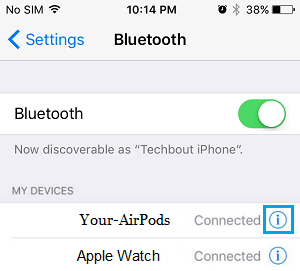 Desconectar dispositivos Bluetooth en iPhone