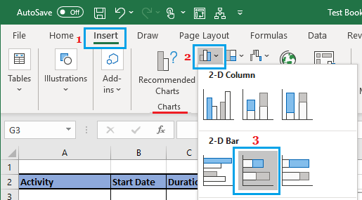 Insert Stacked Bar Chart in Excel