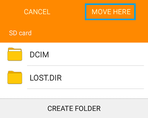 Move Here Option in Android SD Card