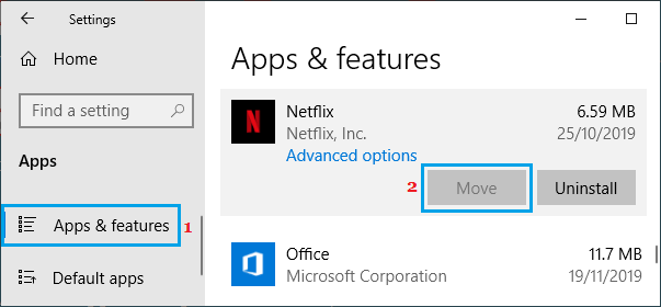 Move Netflix App to Another Location